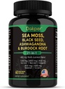 Sea Moss, Ashwagandha, Black Seed שמן תוספת, ויטמין C & D3 עם Turmeric, Bladderwrack & Burdock Root, תמיכה צמחית טבעית לגברים ונשים 60 קפסולות, תוספי תזונה, Pack של 1 1 1