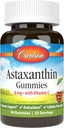 קרלסון - Astaxanthin Gummies, עם ויטמין C, Immune Support, Antioxidant, Heart Health, non-GMO, Cherry Flavor, 46 חניכיים צמחוניות