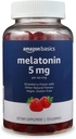 יסודות Melatonin, Sleep Support Gummies, Strawberry Flavor, 5 מ"ג, 120 הרוזן (לשעבר Solimo)
