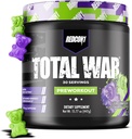 REDCON1 Total War Pre Workout, Sour Gummy Bear - מכיל 320 מ"ג של Caffeine מ תה ירוק, Joiper & Beta Alanine - Pre Work Out with Amino Acids כדי להגדיל את המשאבה, אנרגיה + סיום (30 משרתים)