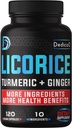Licorice Root כמוסות 4 חודשים 6800 מ"ג עבור Skin, Digest & Immune Health Support - 10in1 מעורב Turmeric Curcumin, ג'ינג 'ר Root, Peppert Leaf ואחרים - non-GMO - 120 קפסולות טבעוניות
