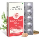 תרבות מאושרת Goodbye Gas, Chewable Gas קפסולות לבריאות העיכול, Bloating and Indigestion with Simethicone 50 מ"ג - 30 Chewables