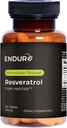 Endur Resveratrol, תוספת תמיכה בריאה Aging & Cardiovascular, שחרור מיידי Antioxidant Grape Skin Extract, Gluten Free, 100 מ"ג (150 טבליות)