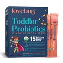 Lovebug Kids Probiotic אבקת עם Prebiotic סיבים - טודילר תמיכה ו- Constipation הקלה - USDA אורגני Probiotics for Childrens Gut & Digestive Health (Ages 1-4) - 30 Pack (Unflaved)