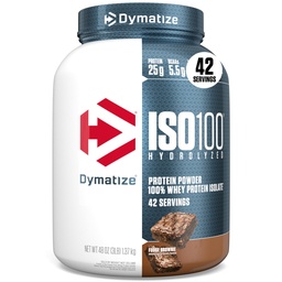 Dimatize אבקת חלבון ISO100 Whey חלבון Isolate, Fudge Brownie, 25g של חלבון, 3 פאונד, 5.5g BCAAs, פחות מ 120 Cal, Gluten Free, 1g שומן, 1g סוכר, 2g Carb (42 משרתים)