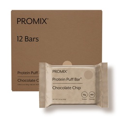 ProMix Nutrition Puff Bars, 12-Pack - צ'יפ שוקולד - Marshmallow Crispy Treat - Great Tasting & בריאות על הגור - חלבון גבוה וקלורי - non-GMO & חינם מגלוטן, Soy, & Corn