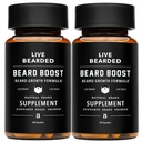 Live Beared Beard Boost - ויטמין הצמיחה של גברים עם ביוטין, Collagen, Silica, Fo-Ti Root - צמיחת שיער הפנים לגברים, Made בארה"ב | 60 יום אספקה