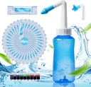 Neti Pot Sinus Rinse בקבוק Nose ניקויer לחץ רישל Nasal Irrigation עם 60 Nasal Wash Saline Packets & 300 ML Neti בקבוקי Refill Kit ו Sticker Thermometer for Adult & Kid (כחול)