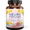 Brain Booster Gingko Biloba תוסף - Nootropics for Mind, Focus, Memory, Clarity with Bacopa Monnieri, St. Johns Wort - 30 כמוסות מזון למוח
