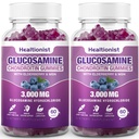 2 Packs 3000 מ"ג Glucosamine Chondroitin חניכיים עם MSM & Elderberry - תוספת כוח משותף בריאות, גמישות, תמיכה אנטי-חמצן עבור מבוגרים, גברים ונשים 120 Cts