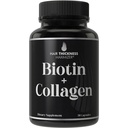 תוסף Biotin ו Collagen - 10,000mcg Biotin + Bovine Collagen עבור שיער דקינג וברטל. Advanced 2-in-1 ויטמין Complex מפתחת: Thicker, Healthier Hair Growth for Women, Men