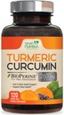 תוסף Turmeric Curcumin 2600 מ"ג - 95% Curcuminoids עם אורגני Turmeric & BioPerine Black Pepper עבור הטוב ביותר Absorption, תמיכה טבעונית משותפת של הטבע, Non-GMO Tumeric, בבקבוק בארה"ב - 120 קפסולות