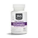 365 כל יום ערך, B Complex Hi Potency v/ Herbal Support, 60 ct