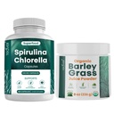 Teaveli Spirulina Chlorella כמוסות ו Barley Grass אבקת Juice אבקת Bundle