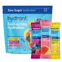 hydront - אבקת hydrotion Variety Pack, 30 אנשים ללא סוכר מיידי אלקטרוליטה Rehydration Packets - Zero Sugar Drink for Daily Use, Travel & Workouts
