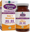 Vital Planet - Intense Care Gas & Bloating Probiotics, Prebiotics, Postbiotics, Parabiotics, 4in-1 Refrigerated תוסף למבוגרים, 65 מיליארד CFU, 65 סטרינס, Digestive ו Immune, 30 ct ct ct.