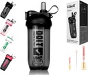 Litex Shaker Bottles forחלבון Shakes, 26oz בלנדר שרקר בקבוק עבור Pre-Workout,Shaker Cups with Straw, BPA-free Tritan Mixer בקבוקים עבור אבקת חלבון, עם Brush והוראות (שחור)