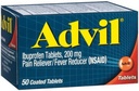 Advil Pain Reliever / Fever צמצם, 200 מ"ג, 50 טבליות coated.