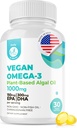 DR. MORITZ Vegan אומגה 3 Softgels for Adults and Kids, Made from Algae Oil with DHA EPA, Small Algae אומגה 3s, טבעוני, 30 Count