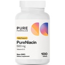 PureFormulas Pure Niacin - ויטמין B3, 500 מ"ג מיידי לשחרר Niacin 500 מ"ג - Nicotinic Acid 100 טבליות - non-GMO B3 ויטמינים