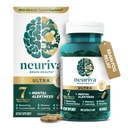 NEURIVA Ultra Decaffeinated Clinically Tested Nootropic Brain תוסף עבור התראה נפשית, זיכרון, מיקוד וריכוז, Cognive, Neurofactor, Phosphatidyline, ויטמינים B6 B12, 60 קפסולות