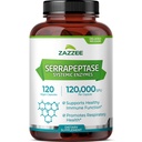 Zazzee נדחה Serrapeptase, 120,000 SPU לקפסולה, 120 קפסולות טבעוניות, 4 חודשים אספקה, כוח נוסף, אנזימים מערכתיים, 100% Vegetarian, All-Natural ולא GMO