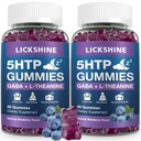 2 Pack 300MG 5HTP GABA Sleep Supplementmies with 200 מ"ג L-theanine תוסף למוח, Mood Stabilizer ו- Sleep Support, Melatonin-Free, אומגה 3-6-9 עבור זאז טבעי, Blueberry פלאמור