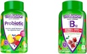 Vitafusion Probiotic Gummy תוספי, Raspberry, Peach ומנגו פלברס & תוספת חיזוק ויטמין B12 חניכיים