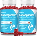 2 Pack Ashwagandha Gummies עם L-theanine, Ashwa Root תוספת חניכיים עבור נשים גברים, 120 מעורבים ברי פלבדור חניכיים