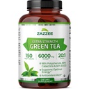 Zazzee תוספת כוח ירוק תה 20:1 לחלץ, 6000 מ"ג כוח, 50% EGCG, 98% פוליפנולים ו 80% Catcehins, 150 קפסולות טבעוניות, 5 חודשים אספקת, סטנדרטי ו ריכוז 20Xפוטנטיות, non-GMO