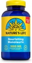 Life Monolaurin 1000 מ"ג, Nourishing Monolaurin של Natural Raw קוקוס, Immune Support Supplement, Gut Health, Balanced Gut Flor, 60 יום ערבות, 125 משרתים, 250 קפסולות צמחוניות
