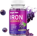 Iron Gummies for Women & Kids - עם ויטמין C, B12, B6, Zinc - Blood Builder & Energy - Iron Supplementmies Support for Blood Builder, Anemia - 60 טבעוני Grape Flavor