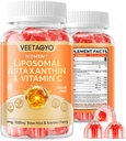 תוספי Astaxanthin 6mg + Liposomal ויטמין C 1000 מ"ג - שכבה כפולה - Niacin B6,B12,Folate,Biotin - Antioxidants - Gelatin חינם,Sugar חינם,60Cts