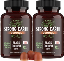 YUM-V'S Strong Earth Black Cohosh Root 50 מ"ג (60 ספירה) - תוספי מזון טבעיים של Menopause תוספי לילה הזיעה & פלאשים חמים לנשים