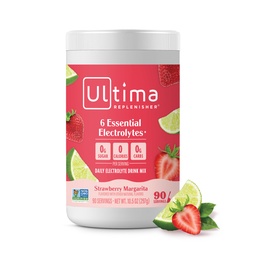Ultima Replenisher Daily Electrolyte אבקת משקאות Mix - Sugar Free - Strawberry Margarita, 90 משרתים - אבקת הידרה עם 6 אלקטרוליטים מפתח ו- Trace מינרלים - Keto Friendly, non-GMO