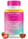 Pink Stork Postpartum Hair Loss Gummies | Biotin, Pantothenic Acid, ויטמין E, B6, B12 | Postnatal Hair Growth + Regrowth Support