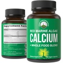 Plant Based Calcium - Red Marine Algae Calcium תוסף עם ויטמין C, D3, K, Magnesium, ו- Whole Food ירקות תערובת. 120 גלולות, טבליות