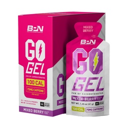 BARE PERFORMANCE NUTRITION, BPN Go Gel Endurance, 24g של Carbohydrates & 100 קלוריות עבור Pack, טבעוני + Gluten Free Run Gel, 10 חבילות משרת יחיד, Caffeinated מעורב ברי ברי ברי ברי