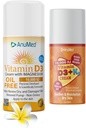 קרם טבעי ANUMED Bundle עם ויטמין (D3 10,000 IU שמן חינם) + (D3 עם K2 10,000 IU Travel Size 2oz) רכיבים חזקים עם Hyaluronic Acid, Magnesium, ויטמין E, Zinc, ויטמין B3.