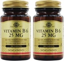 SOLGAR ויטמין B6 25 Mg, 100 טבליות, 100 Count (Pack of 24)