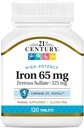 21st Century Iron 65 מ"ג עם Ferrous Sulfate 325 מ"ג - 100 טבליות, Pack של 3