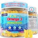 ילדים אומגה 3 חניכיים + Calcium 400 מ"ג + ויטמין D3 K2 + C, אומגה 3 DHA ו- EPA תוספת - No Fish Burps, No Sugar - Kids & Teens Omḛga 3 + Multivitamin Gummy for Strong Bones, Brain, Immune, Eye, 2Pack