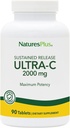 Natures Plus Ultra-C 2000 מ"ג - 90 טבליות - ויטמין C עם Rose HIPS - Immune & Antioxidant Support - Vegetarian, Gluten Free - 90 משרתים