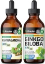 BIO KRAUTER Ashwagandha Tincture 4 Fl. Oz. & גינקו Biloba Tincture 4 Fl. Oz.