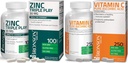 Bronson ויטמין C 1000 מ"ג Premium non-GMO Ascorbic Acid + Bronson Zinc Triple Play 30 מ"ג משולש כיסוי Immune תמיכה ב- Zinc תוסף
