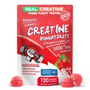Creatine Monohydrate Gummies מורכב עבור גברים ונשים,5 גרמה לשרת אלקטרוליטה Creatine חניכיים עבור כוח שרירים, שריר בונה, אנרגיה Boost, תוספת עבודה מראש 120 חניכיים Strawberry