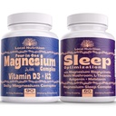 Natural Sleep Aid Magnesium Complex Bundle - Premium Sleep Support and Magnesium Supplement - 1 חודש אספקה, המיוצר בארה"ב