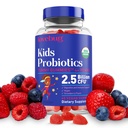 LoveBUG ילדים Probiotics - אורגני Chewable Probiotics לילדים בגילאי 4, Soil- Based Children's Probiotic for Gut Health,Constipation, Disgestive & Immune Support, טבעוני, 60 צ'אדות, סטרוברי