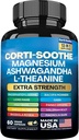 Corti-Soothe Cortisol תוסף, מגנזיום Glycinate 200 מ"ג L-theanine 150mg Ashwagandha 150mg Phosphatidylserine Cortisol Manager Lions Mane גינקו בילובה Bacopa Monnierian Root(60)