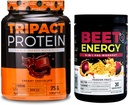 Nutrology Beet Natural O2, אבקת טרום עבודה, תשוקה פירות פלבדור (30 משרתים) אבקת חלבון TRIPACT, 7-in-1 Meal Suit Shake, Creamy Chocolate Flavor (20 משרתים)